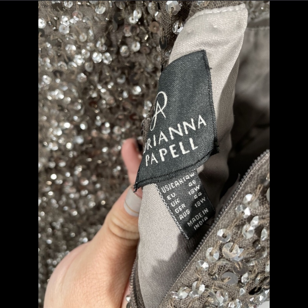 NEW Adrianna Papell‎ Beaded Illusion Gown 14W Lead - Picture 11 of 12